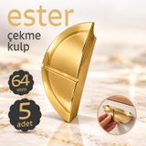 (5 Adet) Ester Parlak Pirinç 64 Mm Plastik Çekme Tarz Dolap Çekmece Mobilya Kulpu Kulp
