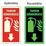 5 Adet Fosforlu Yangın Tüpü Söndürme Cihazı Levhası - 20 Adet