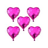5 Adet Fuşya Koyu Pembe Kalp Folyo Balon 45 CM Helyumla Uçan