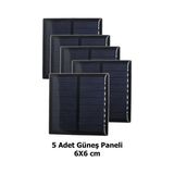 5 Adet Güneş Paneli Seti 60x60mm Mini Solar Panel Deney Seti Robotik Okul Projesi Hobi Eğitim Kiti