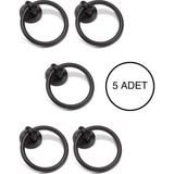 5 Adet Halka Sarkaç Kulp Seti - Üstten Vidalı Sandalye Arkası ve Mobilya Kulbu - 60 mm Mat Siyah