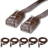 5 adet IRENIS CAT6 Kablo Yassı Ethernet Network Lan Ağ Kablosu 15 Metre Kahverengi