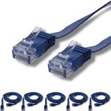 5 adet IRENIS CAT6 Kablo Yassı Ethernet Network Lan Ağ Kablosu 2 Metre Mavi