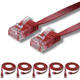 5 adet IRENIS CAT6 Kablo Yassı Ethernet Network Lan Ağ Kablosu 25cm Kırmızı