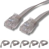 5 adet IRENIS CAT6 Kablo Yassı Ethernet Network Lan Ağ Kablosu 3 Metre Gri