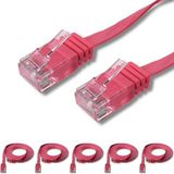 5 adet IRENIS CAT6 Kablo Yassı Ethernet Network Lan Ağ Kablosu 5 Metre Fuşya