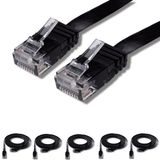 5 adet IRENIS CAT6 Kablo Yassı Ethernet Network Lan Ağ Kablosu 5 Metre Siyah