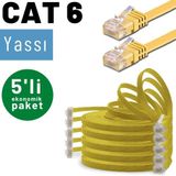 5 Adet Irenıs Cat6 Kablo Yassı Ethernet Network Lan Ağ Kablosu 50cm-sarı