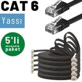 5 Adet Irenıs Cat6 Kablo Yassı Ethernet Network Lan Ağ Kablosu 50cm-siyah