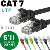5 adet IRENIS CAT7 Kablo Ethernet Network İnternet LAN Kablosu 5 Metre Siyah