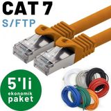 5 adet IRENIS CAT7 Kablo S/FTP Ethernet Network LAN Ağ Kablosu 5 Metre Siyah