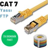 5 Adet Irenıs Cat7 Kablo Yassi Ftp Ethernet Network Lan Kablosu 1 Metre Sari