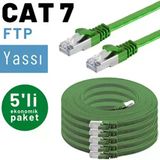 5 Adet Irenıs Cat7 Kablo Yassi Ftp Ethernet Network Lan Kablosu 1 Metre Yesil