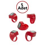 5 Adet Işıklı Parmak Zikirmatik Yüzük - LED Aydınlatmalı Dijital Sayaç 5li Ekonomik Set - Kırmızı
