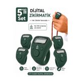 5 Adet Işıklı Parmak Zikirmatik Yüzük - LED Aydınlatmalı Dijital Sayaç 5li Ekonomik Set - Koyu Yeşil