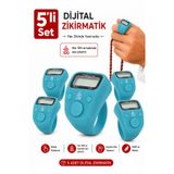 5 Adet Işıklı Parmak Zikirmatik Yüzük - LED Aydınlatmalı Dijital Sayaç 5li Ekonomik Set - Mavi