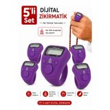 5 Adet Işıklı Parmak Zikirmatik Yüzük - LED Aydınlatmalı Dijital Sayaç 5li Ekonomik Set - Mor