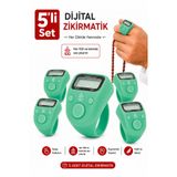 5 Adet Işıklı Parmak Zikirmatik Yüzük - LED Aydınlatmalı Dijital Sayaç 5li Ekonomik Set - Yeşil