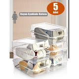 5 Adet Kadın Ayakkabı Kutusu Steril Ayakkabı Saklama Düzenleyici Organizer Şeffaf - Beyaz
