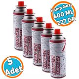 (5 Adet) Kamp Gazı Bütan Propan Tüpü Portatif Ocak Kartuşu Tek Kullanımlık Pürmüz 400 Ml 227 Gr