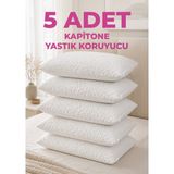5 Adet Kapitone Yastık Alezi - Fermuarlı - 50X70CM - Nonwoven - 50 x 70 cm - Beyaz