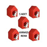 5 Adet Kırmızı Kedi Köpek Evi Kulübesi Yuvası Plastik Demonte Taşınabilir
