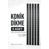 5 Adet - Konik Dikme 200 Cm Siyah – Çift Sıra Delikli Modüler Mağaza Raf Profili Direği