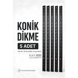 5 Adet Konik Dikme 200 cm Siyah Çift Sıra Delikli Modüler Raf Profili - Seçenek 1 - Ahşap