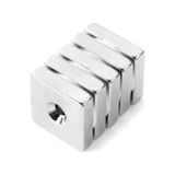 5 Adet, Köşeli, Neodyum Mıknatıs, 20x20x5 Mm, D:10/5 Mm, Havşa Delikli, Güçlü Magnet, N35 Kalite
