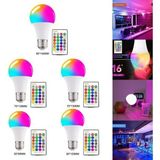5 Adet Kumandalı, 20 Farklı Işık Renkli, Çakar Modlu Akıllı LED Ampul, Çok Kaliteli Rgb E-27 Ampul - Beyaz - 1 - 10 W