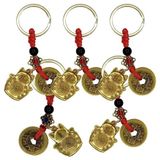 5 Adet Maneki Neko Metal Anahtarlık Feng Shui Şans ve Bereket Parası