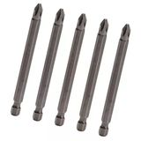 (5 Adet) Manyetik Uzun Bits Bit Ucu Yıldız Tornavida Uç Derin Vidalama İçin Ph2 100 Mm Çelik Cr-V Uç