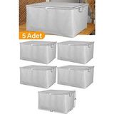 5 Adet - Maxi Boy Gri Benekli Yastık / Battaniye Hurcu - 70X45X40 cm - Beyaz - 75 x 45