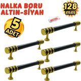 5 Adet Metal Halka Mobilya Çekmece Dolap Kulpu Altın-Siyah 128 mm - Altın - Siyah