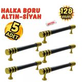 5 Adet Metal Halka Mobilya Çekmece Dolap Kulpu Altın-Siyah 128mm