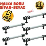 5 Adet Metal Halka Mobilya Çekmece Dolap Kulpu Siyah-Beyaz 128 mm - Siyah - Beyaz