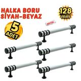 5 Adet Metal Halka Mobilya Çekmece Dolap Kulpu Siyah-Beyaz 128mm
