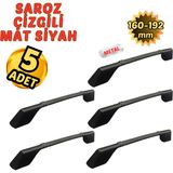 5 Adet Metal Saroz Çizgili Mobilya Çekmece Dolap Kulpu Mat Siyah 160-192 mm