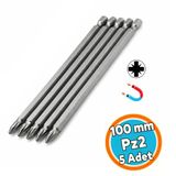 (5 Adet) Mıknatıslı 100 Mm Pozidriv Bits Uç Pz2 Manyetik 1/4" Matkap Ucu 10 Cm Güçlü Tayvan Çeliği