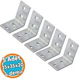 (5 Adet) Mobilya Eşya Dolap Yatak Duvara Sabitleme Köşebent Bağlantı Aparatı L Demiri Gönye 35X35X20 mm - Çok Renkli - Standart