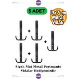 5 Adet Noktalı Portmanto Askı Vestiyer Duvar Dolap Elbise Askısı Siyah Mat Metal Mobilya Kapı Askılık