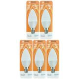 (5 Adet) Osaka 7W (50W) Beyaz Işık (6500K) E14 Duylu (İnce Duy) Led Mum Ampul