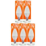 (5 Adet) Osaka 7W (50W) Sarı Işık (3000K) E14 Duylu (İnce Duy) Led Mum Ampul