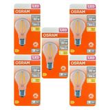(5 Adet) Osram 6,5W (60W) 2700K (Sarı Işık) Dim Edilebilir E27 Duylu (Kalın Duy) Led Şeffaf Ampul
