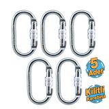 5 Adet Oval Karabina Kilitli 10 Mm Kanca Çelik Kilit Tırmanma Kamp Ekipman Tırmanış Askı