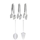 5 Adet Paslanmaz Çelik Spatula Kaşık Pasta Makarna Salata Börek Maşası, Servis Sunum Çeyiz Seti