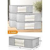 5 Adet - Pencereli Mega Boy Baza Altı Gri Benekli Hurç 74 x 46 x 22 cm - 4 Adet