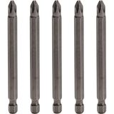 5 Adet Ph2 100 mm 10 cm Manyetik Uzun Bits Bit Ucu Yıldız Tornavida Uç Derin Vidalama Çelik Cr-V Uç - 100 mm (10 cm) - Gri