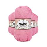 5 Adet Pırlanta Amigurumi El Örgü İpi Yünü Pembe 6740 - Nako Mudanis