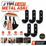 (5 Adet) Portmanto Siyah Askı Vestiyer Duvar Dolap Elbise Askısı Siyah Metal Mobilya Kapı Askılığı Askılık